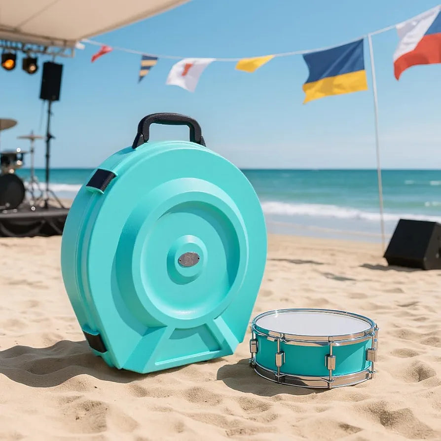 Cymbal Case With Foam-Durable Cymbal Hard Cases, Fits Up to 10 * 21" Cymbals, Design for Drums Cymbal Safety, 22" Rolling Cymbal Cases Upgrade from Cymbal Bag, Cymbal Bags With Wheels, Arctic Mint