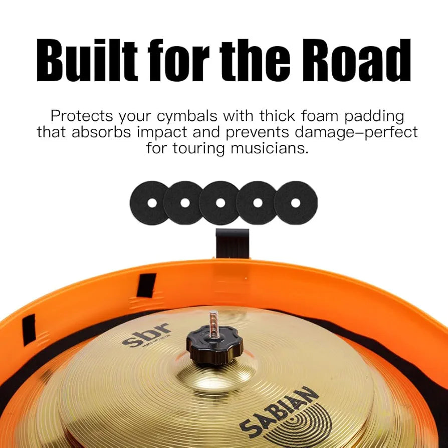 Cymbal Case With Foam-Durable Cymbal Hard Cases, Fits Up to 10 * 21" Cymbals, Design for Drums Cymbal Safety, 22" Rolling Cymbal Cases Upgrade from Cymbal Bag, Cymbal Bags With Wheels, Inferno Orange