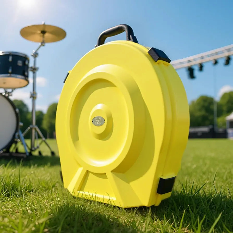 Cymbal Case With Foam-Durable Cymbal Hard Cases, Fits Up to 10 * 21" Cymbals, Design for Drums Cymbal Safety, 22" Rolling Cymbal Cases Upgrade from Cymbal Bag, Cymbal Bags With Wheels, Volt Yellow