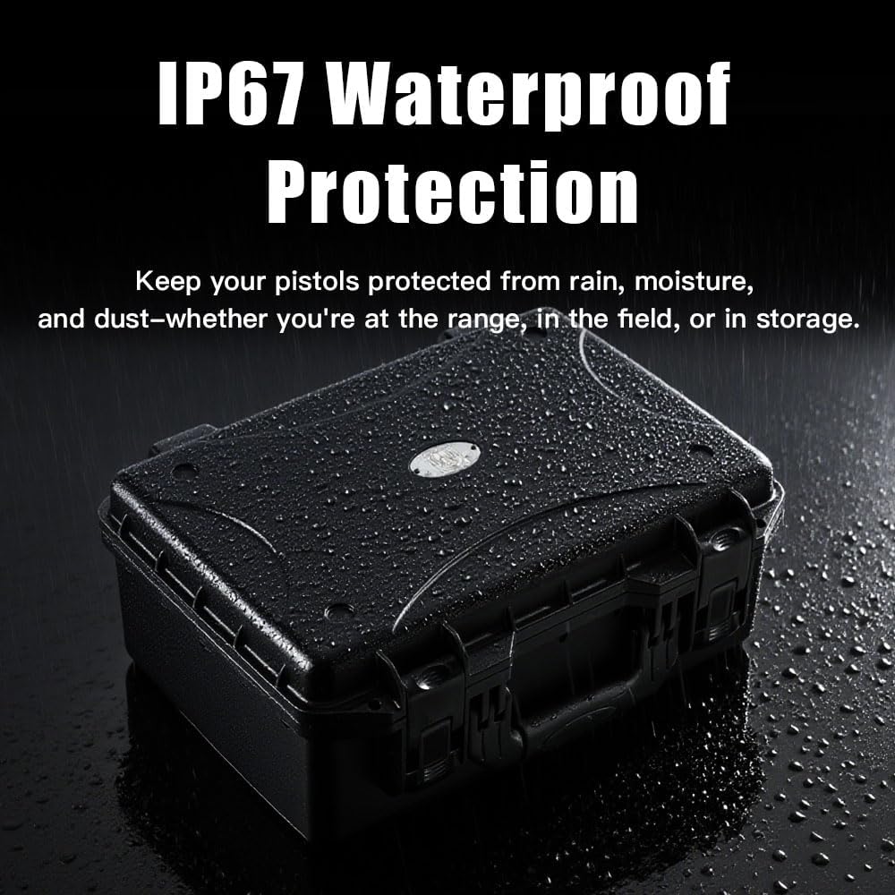P2000 Hard Pistol Case – Fits 5 Pistols & 15 Mags | Waterproof, Crushproof, Lockable Gun Safe for Travel & Range | Adapts to TSA-Approved Locks