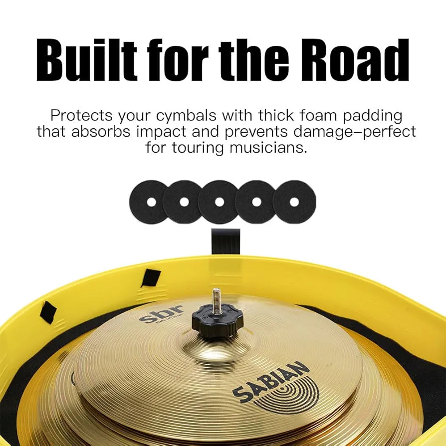 Cymbal Case With Foam-Durable Cymbal Hard Cases, Fits Up to 10 * 21" Cymbals, Design for Drums Cymbal Safety, 22" Rolling Cymbal Cases Upgrade from Cymbal Bag, Cymbal Bags With Wheels, Volt Yellow