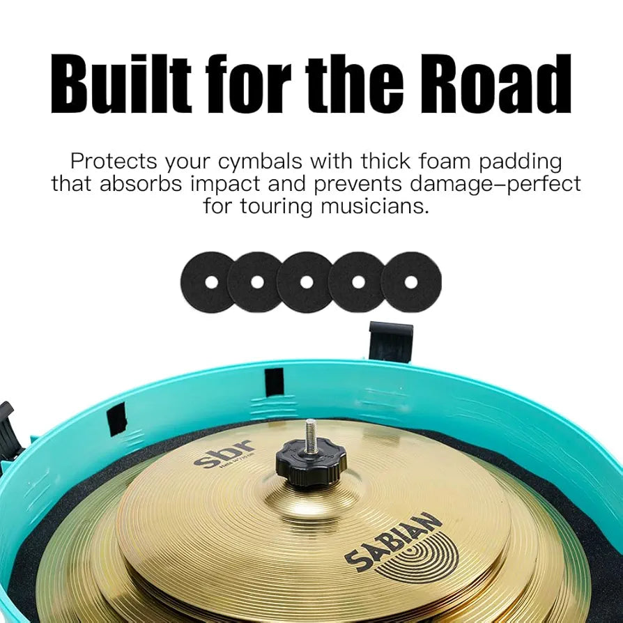 Cymbal Case With Foam-Durable Cymbal Hard Cases, Fits Up to 10 * 21" Cymbals, Design for Drums Cymbal Safety, 22" Rolling Cymbal Cases Upgrade from Cymbal Bag, Cymbal Bags With Wheels, Arctic Mint
