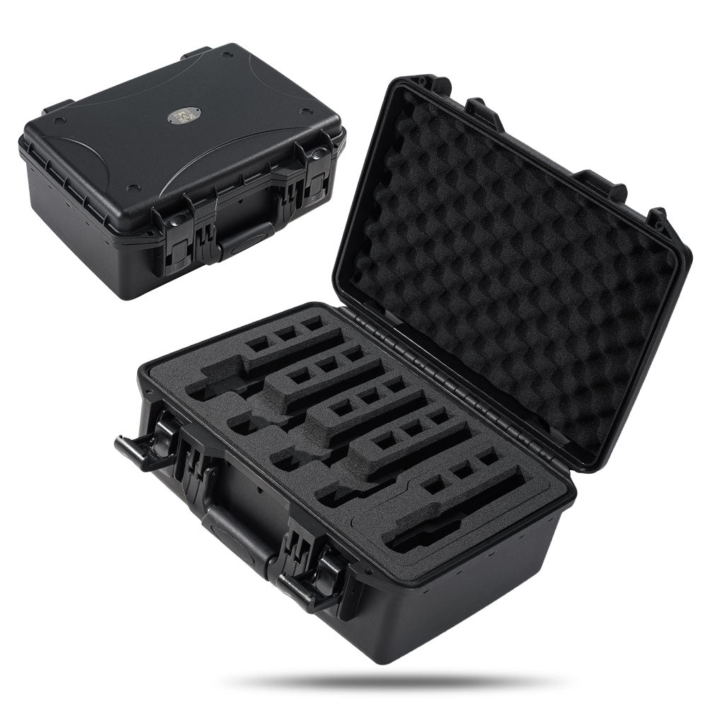 🌟Midnight Black-Pistol Hard Shell Case With Locks Fits 5 Pistol 15 Mags for Handgun Safe