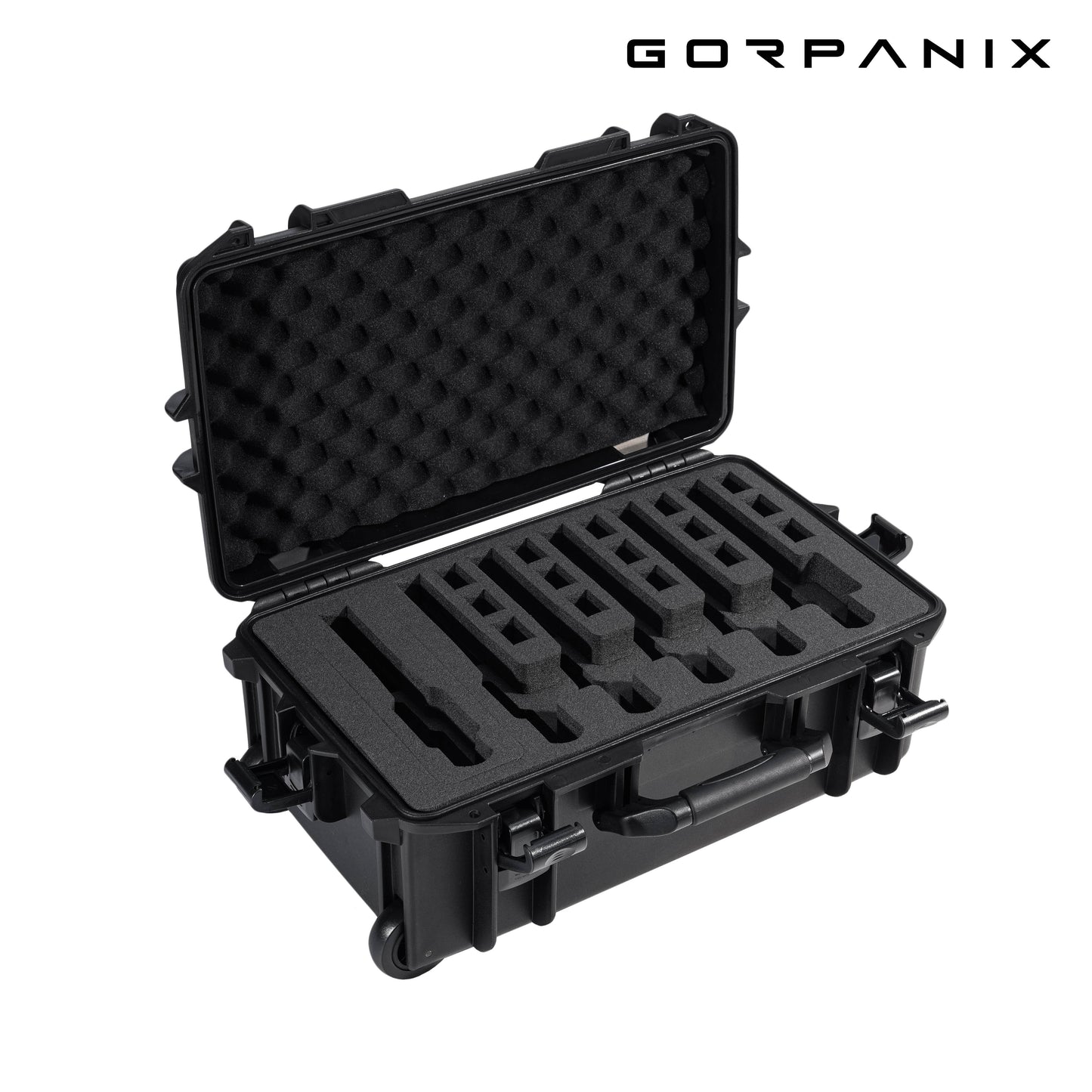 🌟Elite Midnight Black-Pistol Hard Shell Case With Wheel Fits 6 Pistol 15 Mags for Handgun Safe