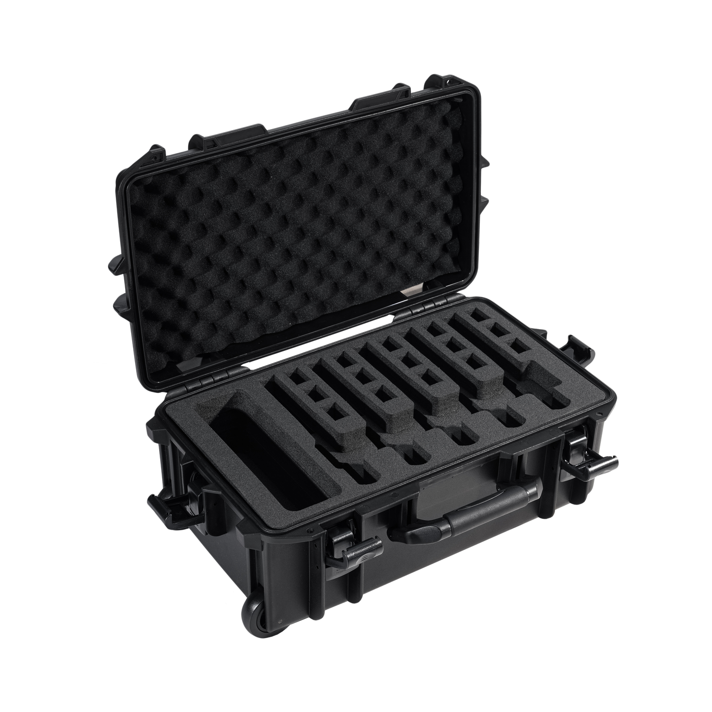 🌟Elite Midnight Black-Pistol Hard Shell Case With Wheel Fits 6 Pistol 15 Mags for Handgun Safe