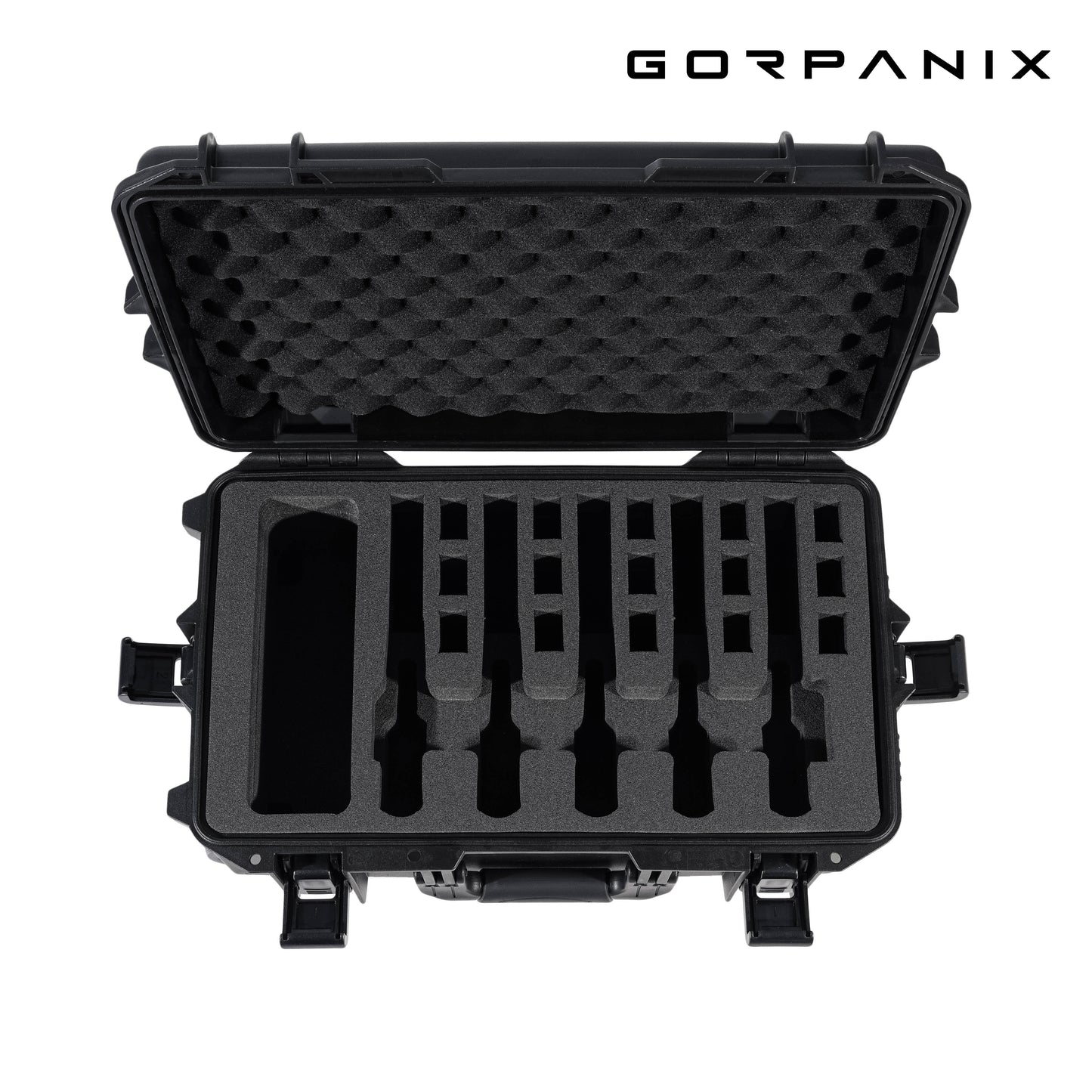 🌟Elite Midnight Black-Pistol Hard Shell Case With Wheel Fits 6 Pistol 15 Mags for Handgun Safe