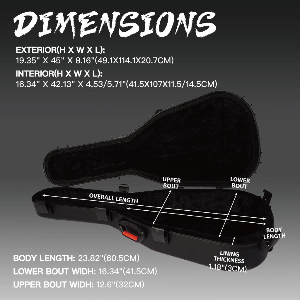 🚀Polypropylene Hard Shell Ultra-Safe 41"42" Acoustic Guitar Case