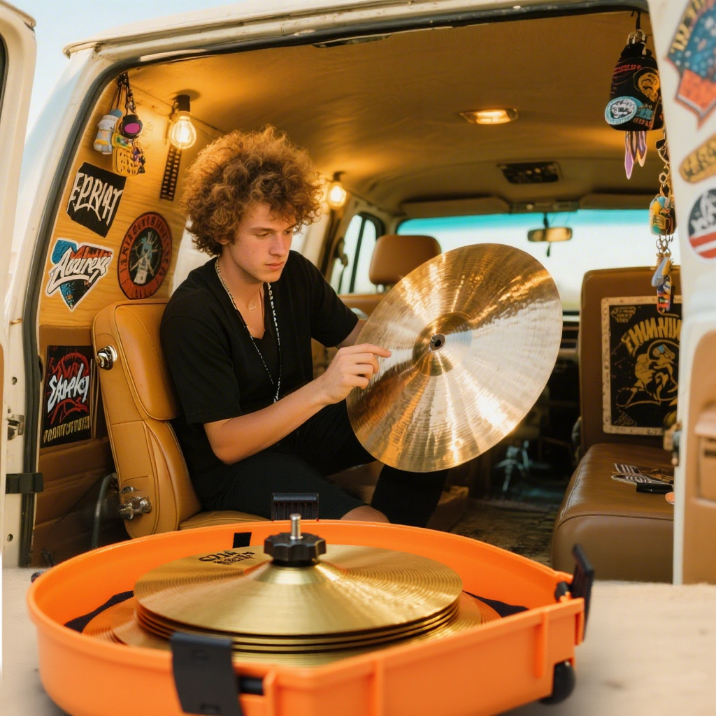 ✨Celebrity Style-Inferno Orange 22" Rolling Cymbal Hard Case-Fits Up to 10 * 21" Cymbals