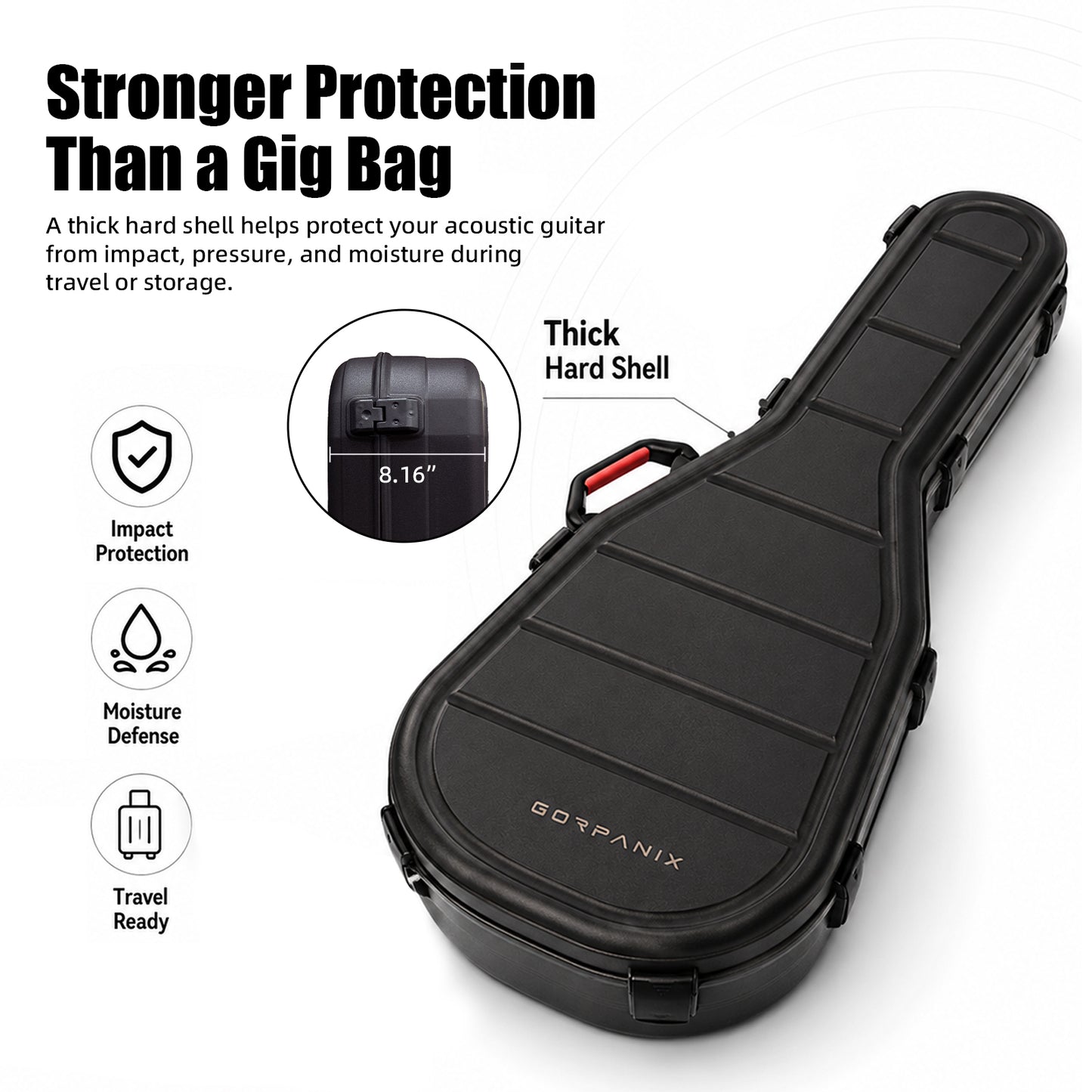 GORPANIX Hard Shell Ultra-Safe 41"42" Acoustic Guitar Case
