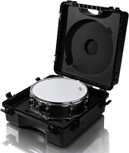 🌟Midnight Black-Drum Hardware Hard Shell Case, Snare Drum Case, Fits Up to 14"x5.5"/14"x6.5" Drum