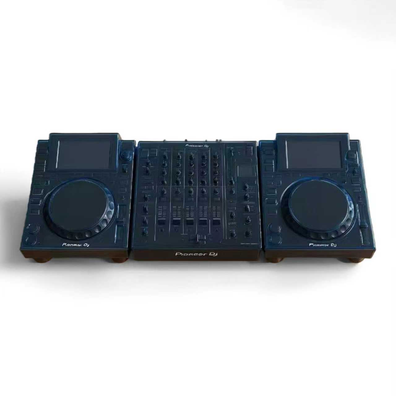 GORPANIX 3-piece DJ cover set on Pioneer CDJ-3000 and DJM-A9, offering full protection for jog wheels, screens, and faders in studio or live setups.