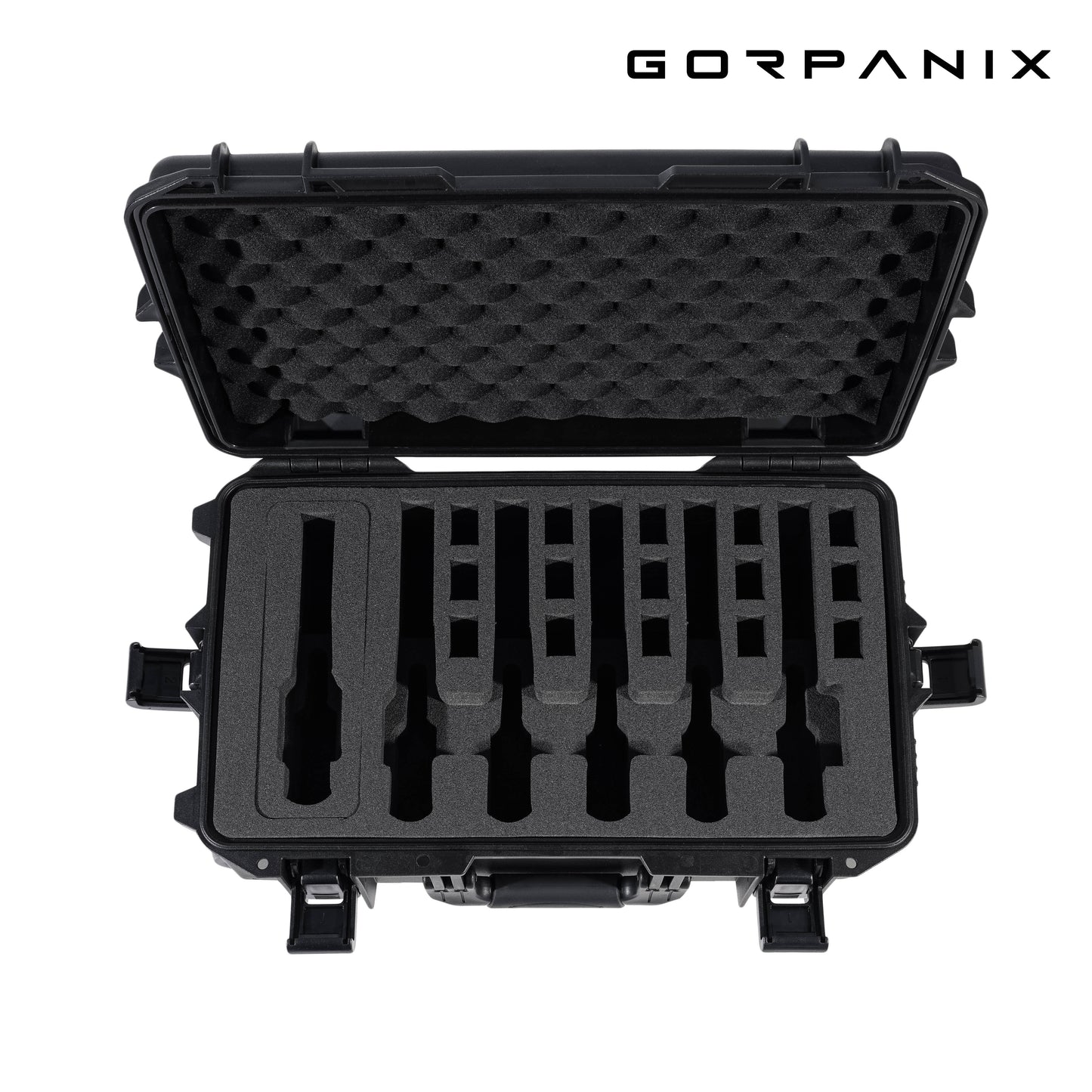 🌟Elite Midnight Black-Pistol Hard Shell Case With Wheel Fits 6 Pistol 15 Mags for Handgun Safe