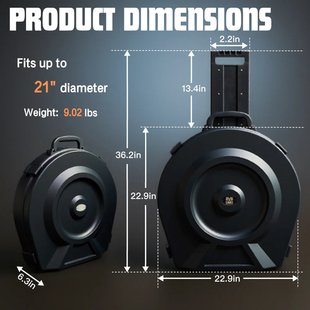 GORPANIX 22" Rolling Cymbal Hard Case-Elite Midnight Black