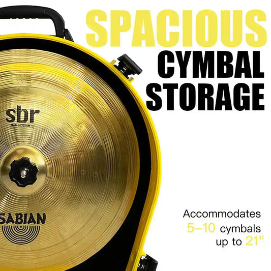 GORPANIX 22" Rolling Cymbal Hard Case-Volt Yellow displaying spacious storage for 5–10 cymbals up to 21 inches in diameter.